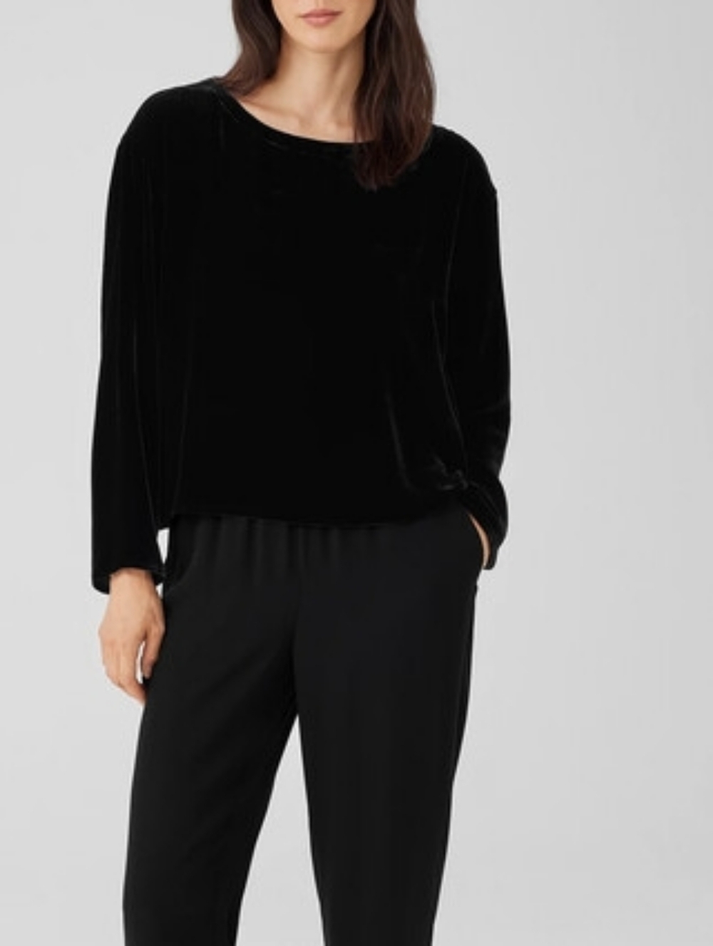 Eileen Fisher Silk-Blend Velvet High-Low Tunic Top